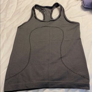 Lululemon black and white striped swiftly tank